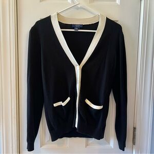Chaps Women's Black and Cream Silk Cardigan